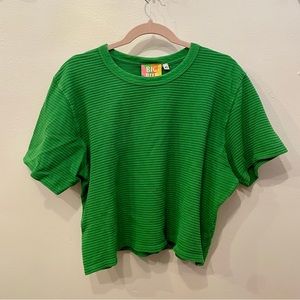 Big Bud Press Green Knit Crop Short Sleeve Sweater